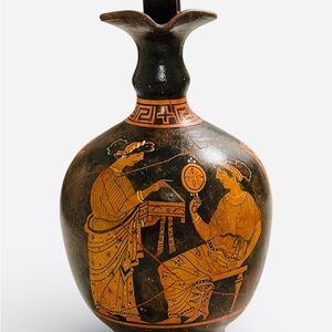 Vintage 1970s Hand-Painted Greek Oinochoe Replica  - 500 B.C. by C. Karmiris